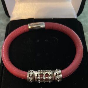 Elegant Pink Brighton Woodstock Bracelet with Silver sparkling beads